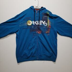 Oakley Square O Blue Full Zip Vintage Men’s Hoodie Sweatshirt Size 2XL XXL
